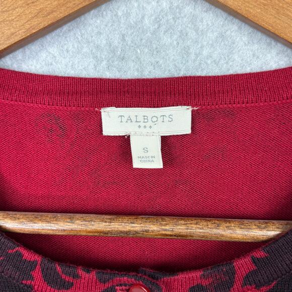 Talbots Cardigan Sweater Womens Small Red Black Paisley Career Church Classic - Picture 5 of 10